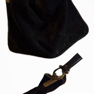 Furla Black Suede Tote Bag